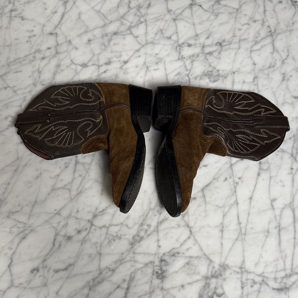 Brown Acme Leather Suede Western Boots Size 12 Youth